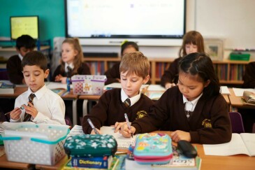 Children working at school